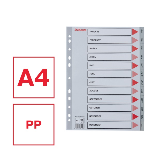 Esselte A4 12 hónapos műanyag regiszter