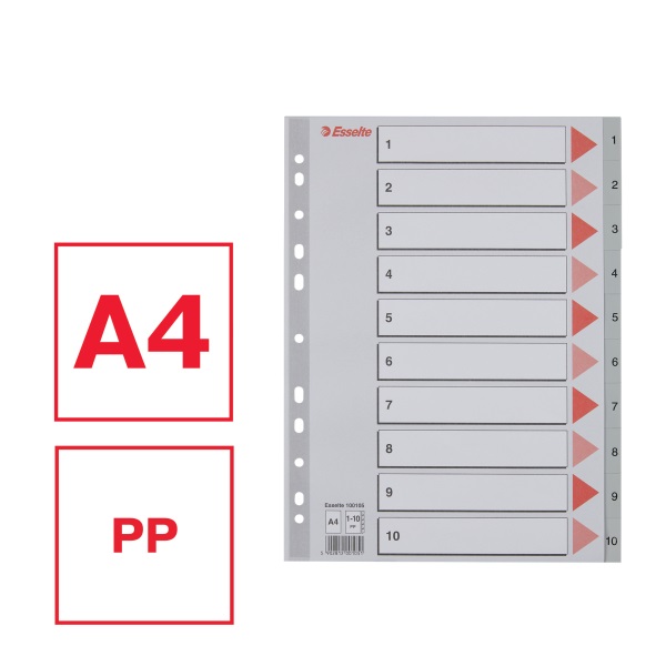 Esselte A4 1-10 műanyag regiszter