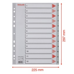 Esselte A4 1-12 műanyag regiszter
