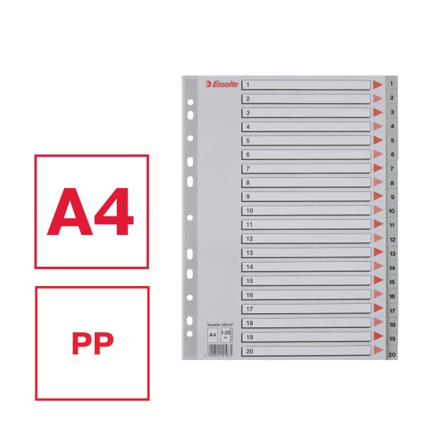 Esselte A4 1-20 műanyag regiszter