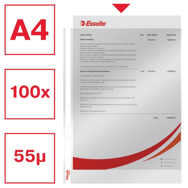 Esselte A4 55mikron 100db víztiszta lefűzhető genotherm