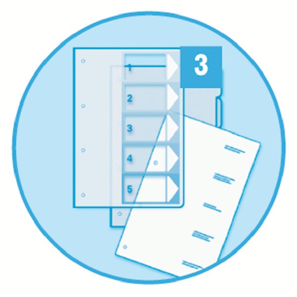 Esselte A4 extra széles 1-6 nyomtatható regiszter
