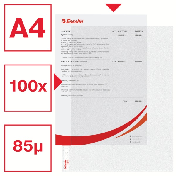Esselte A4 narancsos speciális 100db/cs lefűzhető genotherm