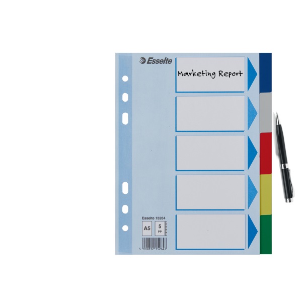 Esselte A5 műanyag 5 részes elválasztólap
