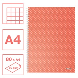 Esselte ColourBreeze A4 kockás korall spirálfüzet