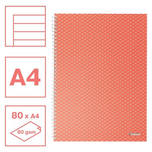 Esselte ColourBreeze A4 vonalas korall spirálfüzet
