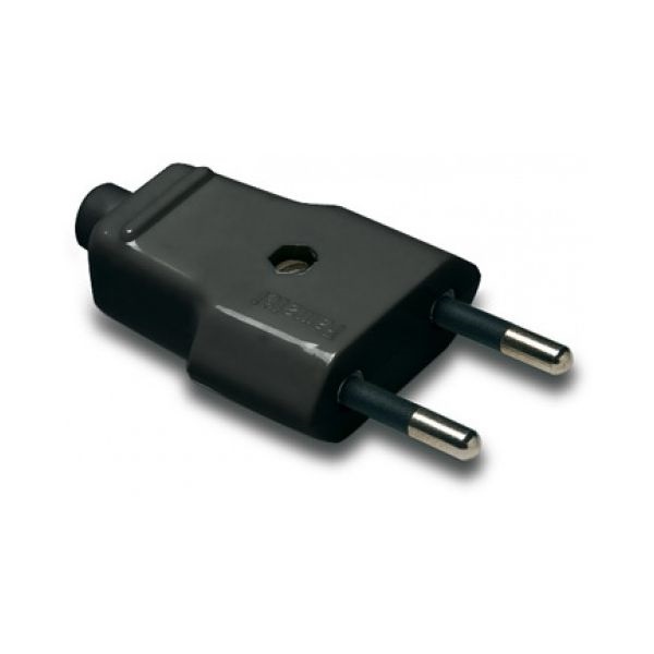 Famatel 1001-N 10A-250V fekete földeletlen dugvilla