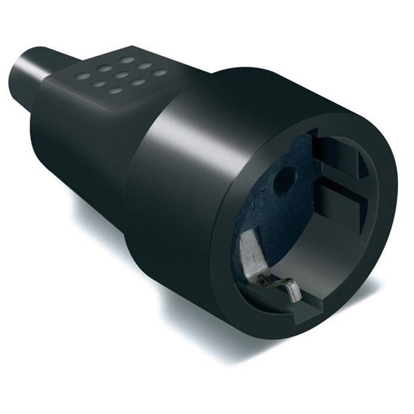 FAMATEL 2104 16A-250V fekete földelt gumi lengődugalj