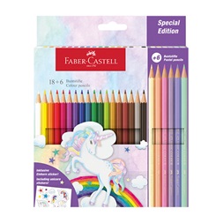 Faber-Castell Unikornis 18+6 db hatszögletű színesceruza készlet matricával