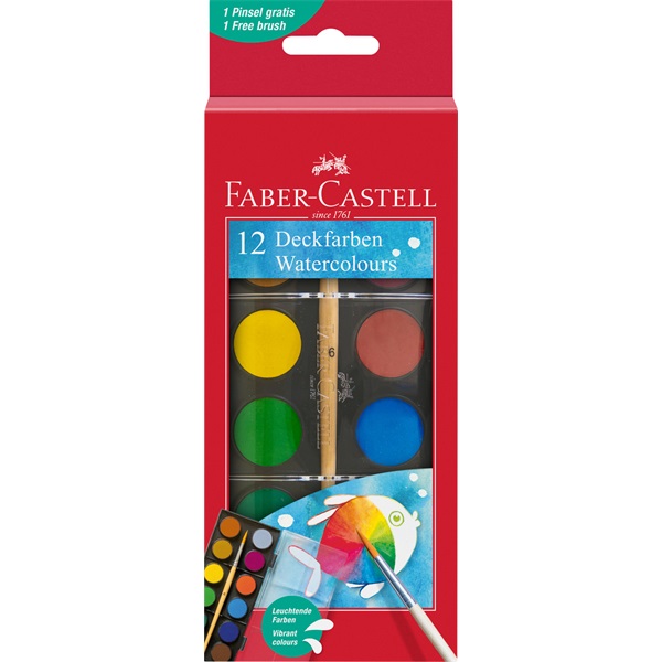 Faber-Castell 24 mm 12 színű vízfesték készlet ecsettel