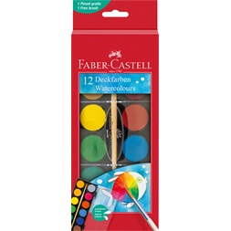 Faber-Castell 30 mm 12 színű vízfesték készlet ecsettel