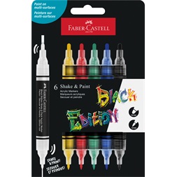 Faber-Castell Black Edition Shake&Paint Klasszikus 6 db kétvégű akrilfilctoll készlet