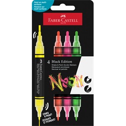 Faber-Castell Black Edition Shake&Paint Neon 4 db kétvégű akrilfilctoll készlet