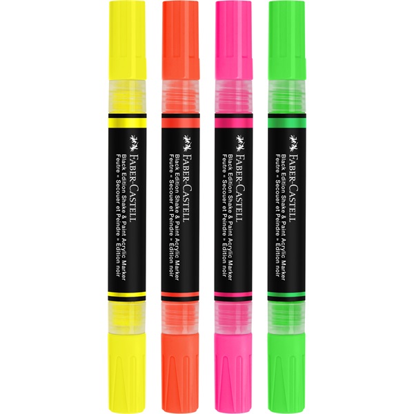 Faber-Castell Black Edition Shake&Paint Neon 4 db kétvégű akrilfilctoll készlet