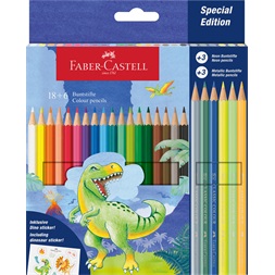 Faber-Castell Dinoszaurusz 18+6 db hatszögletű színesceruza készlet