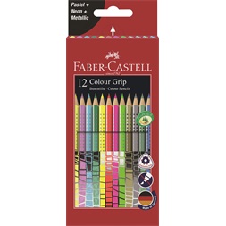 Faber-Castell Grip 12 db neon/pasztell/metál színesceruza készlet