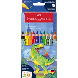 Faber-Castell Grip Jumbo Dinoszaurusz  8+2 db háromszögletű színesceruza készlet