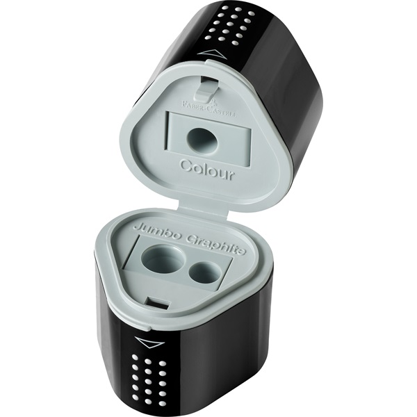 Faber-Castell Grip 2001Trio háromlyukú fekete tartályos hegyező