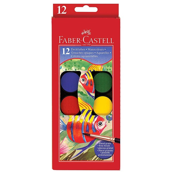 Faber-Castell 30 mm 12 színű vízfesték készlet ecsettel