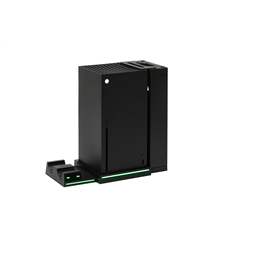 FroggieX Cooling Charging Stand & Storage Xbox Series X | S fekete konzol hűtő + dual töltőállomás + lemez tartó