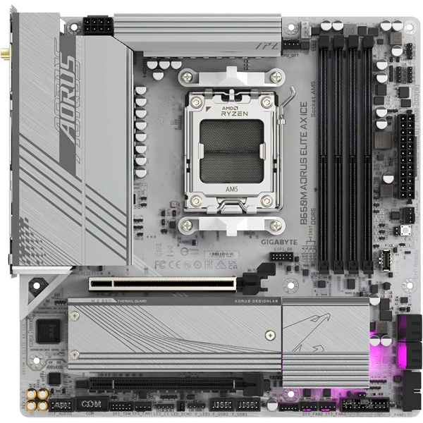 GIGABYTE Alaplap AM5 B650M AORUS ELITE AX ICE AMD B650, mATX