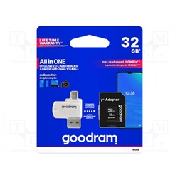 GOODRAM Memóriakártya SDHC 32GB CL10 UHS-I + adapter + OTG kártyaolvasó