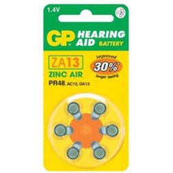 GP Hearing Aid ZA13 (7000ZD, PR48) Cink-levegő hallókészülék elem 6db/bliszter
