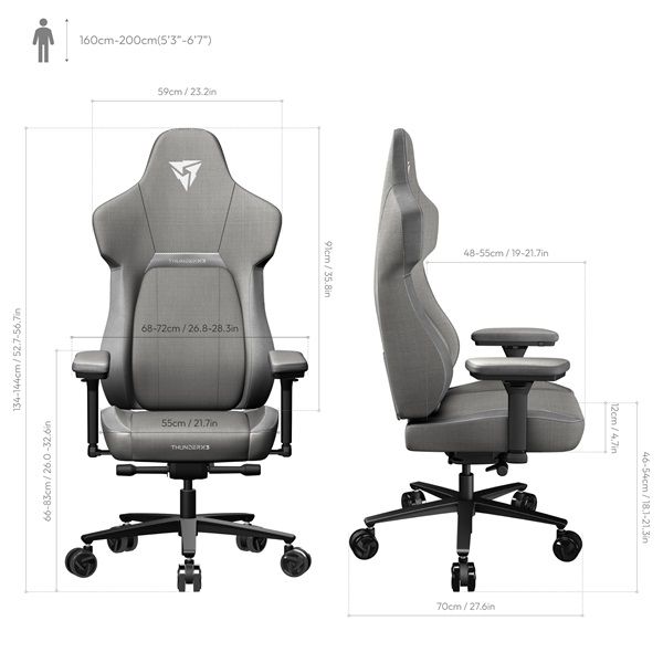 Gamer szék ThunderX3 CORE-Loft, szürke