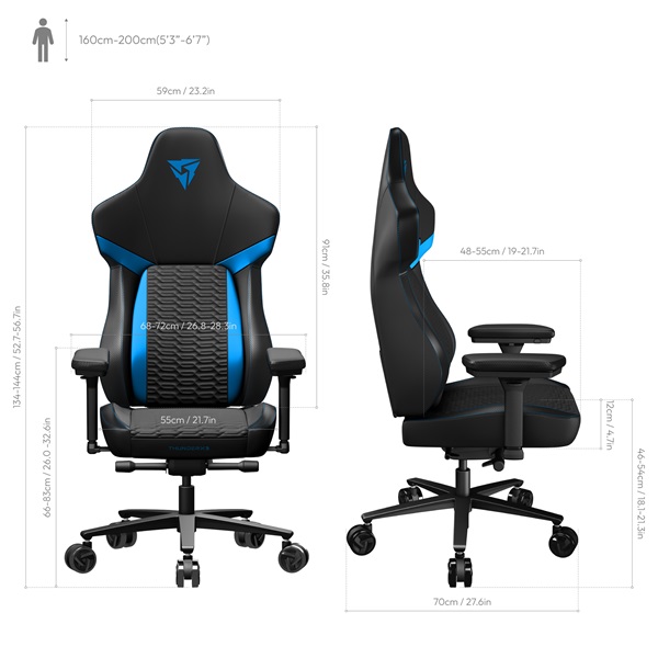 Gamer szék ThunderX3 CORE-Racer, kék
