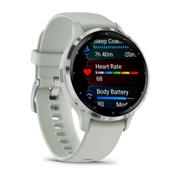 Garmin Venu 3S zsálya, ezüst kerettel, szilikon szíjjal okosóra (Újracsomagolt)