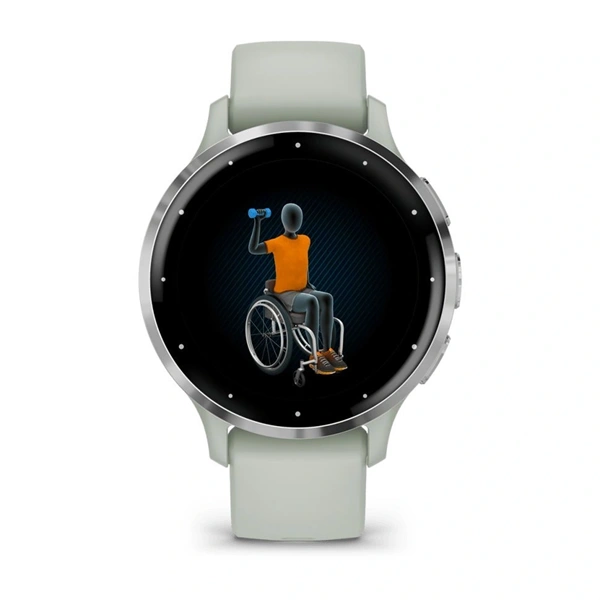 Garmin Venu 3S zsálya, ezüst kerettel, szilikon szíjjal okosóra (Újracsomagolt)