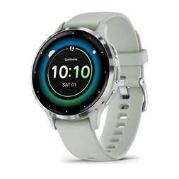 Garmin Venu 3S zsálya, ezüst kerettel, szilikon szíjjal okosóra (Újracsomagolt)