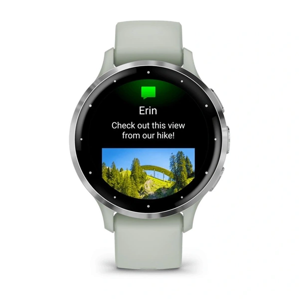 Garmin Venu 3S zsálya, ezüst kerettel, szilikon szíjjal okosóra (Újracsomagolt)