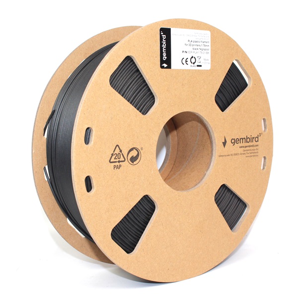 Gembird 3DP-PLA1.75-01-BK PLA 1.75mm 1kg fekete filament