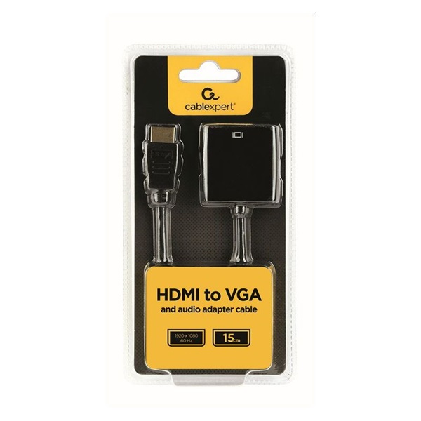 Gembird HDMI v1.4 -VGA adapter + audio port Fekete