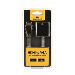 Gembird HDMI v1.4 -VGA adapter + audio port Fekete