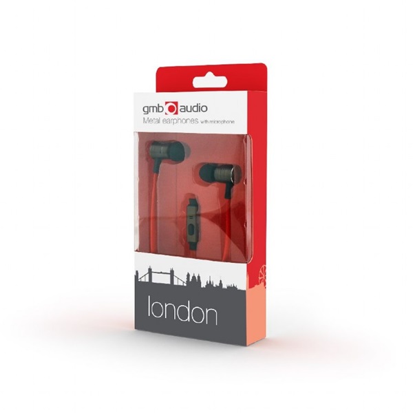 Gembird "London" mikrofonos fülhallgató fekete-piros