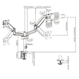 Gembird MA-DA2P-01 17"-32" kétkaros asztali monitor tartó konzol