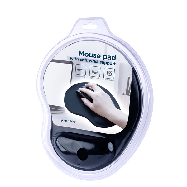Gembird MP-ERGO-01 csuklótámaszos fekete egérpad