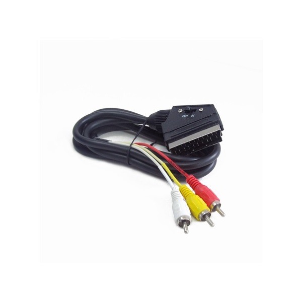 Gembird Scart <-> 3db RCA video jelkábel 1.8m fekete