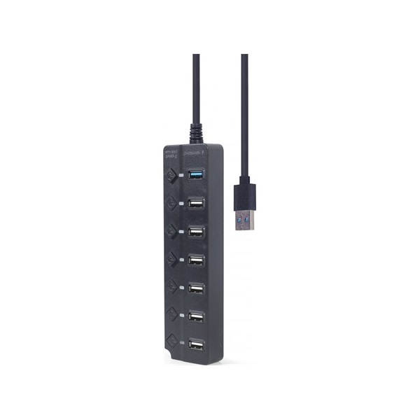 Gembird UHB-U3P1U2P6P-01 7-portos fekete USB3.0 HUB