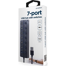 Gembird UHB-U3P1U2P6P-01 7-portos fekete USB3.0 HUB