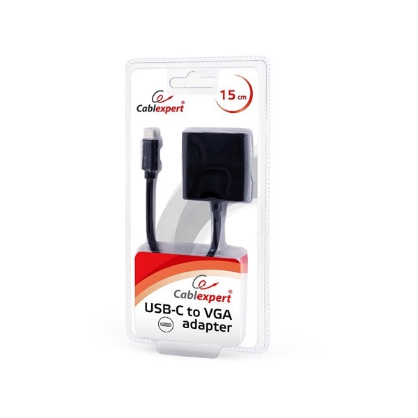 Gembird USB C -> VGA M/F adapter 0.2m fekete