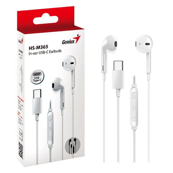 Genius HS-M365 USB-C vezetékes fehér mikrofonos fülhallgató