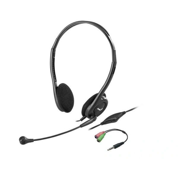 Genius HS-200C dual jack fekete headset + single jack átalakító