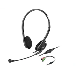 Genius HS-200C dual jack fekete headset + single jack átalakító