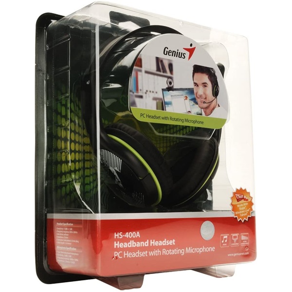 Genius HS-400A dual jack mikrofonos PC zöld headset