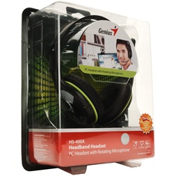 Genius HS-400A dual jack mikrofonos PC zöld headset