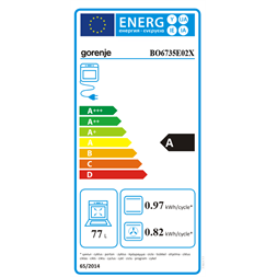Gorenje BO6735E02X inox, beépíthető, sütőtér: 77L, grill, légkeverés, hidrolitikus, sütő