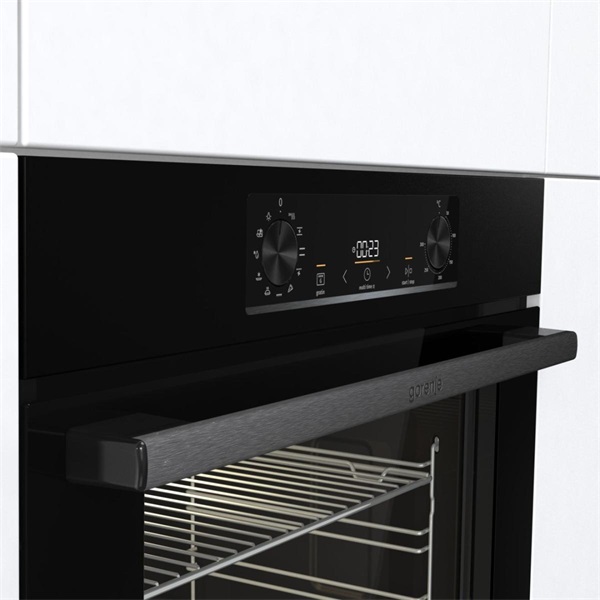 Gorenje BO6735E05B fekete, beépíthető, sütőtér: 77L, grill, légkeverés, hidrolitikus, sütő